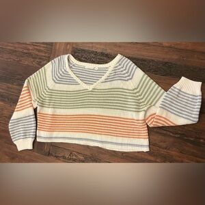 Altar'd State Multicolor Striped V-Neck Sweater